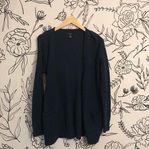 ✨ Navy Blue Knit Button Up Oversized Cardigan